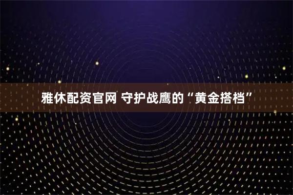 雅休配资官网 守护战鹰的“黄金搭档”